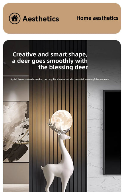 Home Decor Luminous Deer Statues Floor Decoration Living Room Animal Sculpture Ornaments Housewarming Gift Children's Room Decor