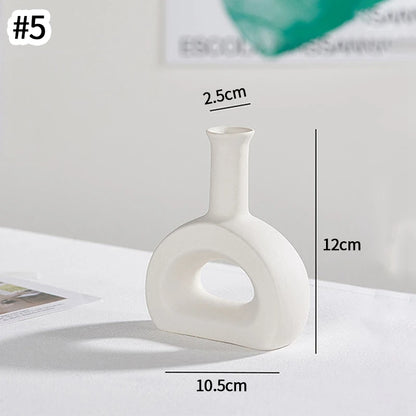 INS Ceramic Vase White Flower Pot Nordic Decorative Vase Dry Flower Vases for Home Living Room Desktop Decor ваза для цветов