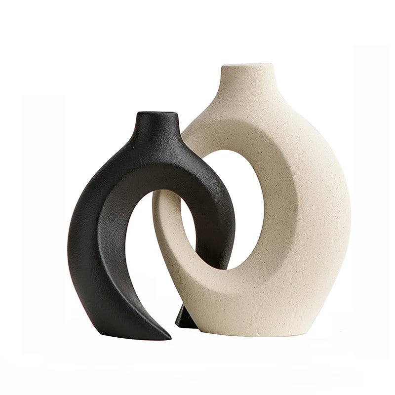 Hollow Cuddled Ceramic Vase, 2 for Modern Home Decoration