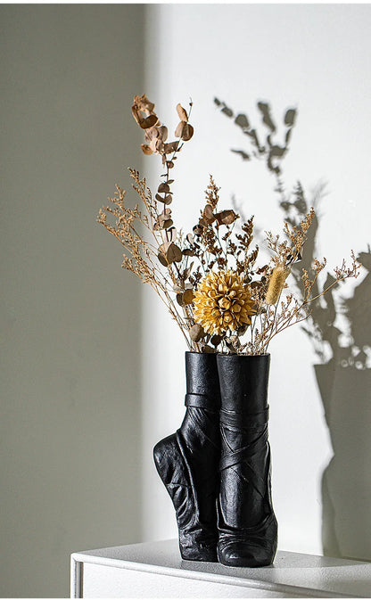 Ceramic Nordic Art Vase, Ballet Shoes Dancer Sculpture, Flower Vase, Room Flower Arrangement Crafts, Home Decoration Accessories