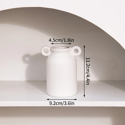 INS Ceramic Vase White Flower Pot Nordic Decorative Vase Dry Flower Vases for Home Living Room Desktop Decor ваза для цветов