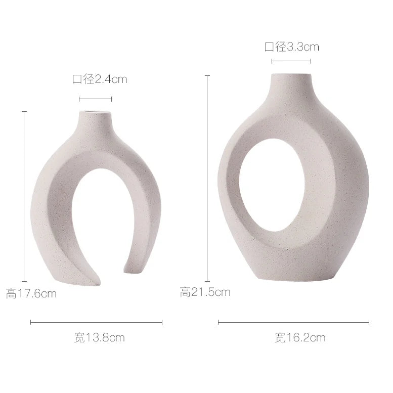Hollow Cuddled Ceramic Vase, 2 for Modern Home Decoration