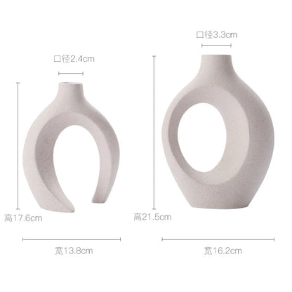 Hollow Cuddled Ceramic Vase, 2 for Modern Home Decoration