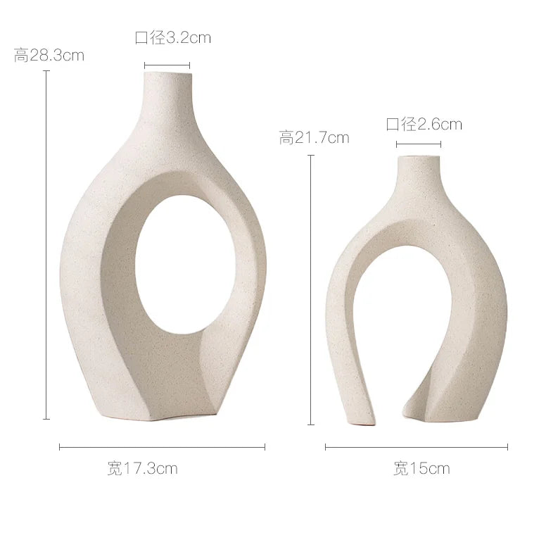 Hollow Cuddled Ceramic Vase, 2 for Modern Home Decoration