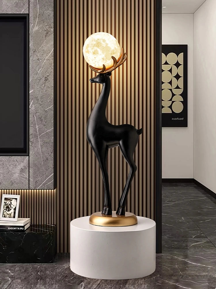 Home Decor Luminous Deer Statues Floor Decoration Living Room Animal Sculpture Ornaments Housewarming Gift Children's Room Decor
