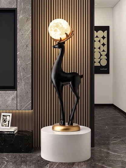Home Decor Luminous Deer Statues Floor Decoration Living Room Animal Sculpture Ornaments Housewarming Gift Children's Room Decor