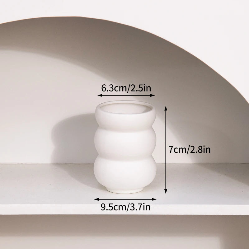 INS Ceramic Vase White Flower Pot Nordic Decorative Vase Dry Flower Vases for Home Living Room Desktop Decor ваза для цветов