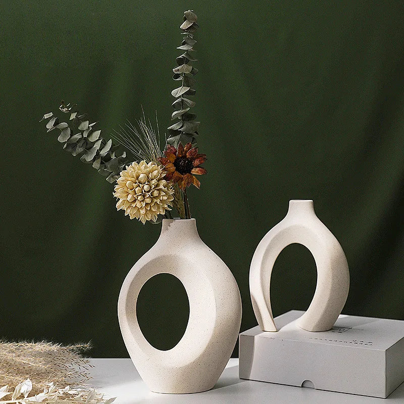 Hollow Cuddled Ceramic Vase, 2 for Modern Home Decoration