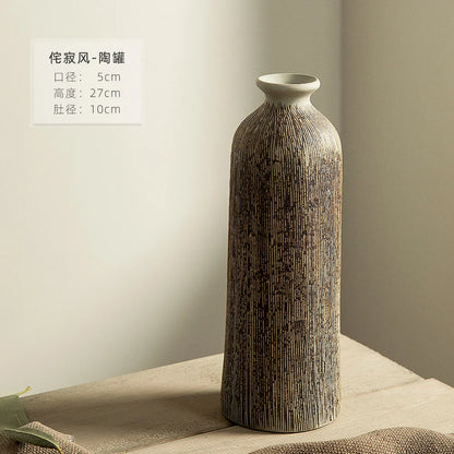 Chinese Vase Round Ceramic Pottery Flower pot Home Living Room Decoration Accessories Indoor Office Desktop Decoration Gift