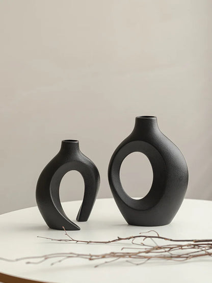Hollow Cuddled Ceramic Vase, 2 for Modern Home Decoration