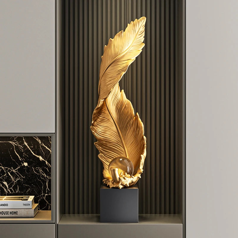 Home Decor,Feather Art,Entrance Decoration,Resin Sculpture Living Room,TV Cabinet,Office,Statue Floor Decorations Gift