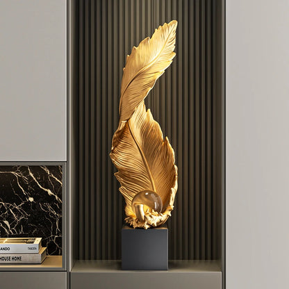 Home Decor,Feather Art,Entrance Decoration,Resin Sculpture Living Room,TV Cabinet,Office,Statue Floor Decorations Gift