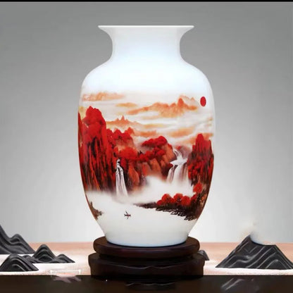 Jingdezhen Chinese Ceramic Vase Accessories Home Room Decoration Items Palace Ancient Countertop Flowerpot Porcelain Ornaments