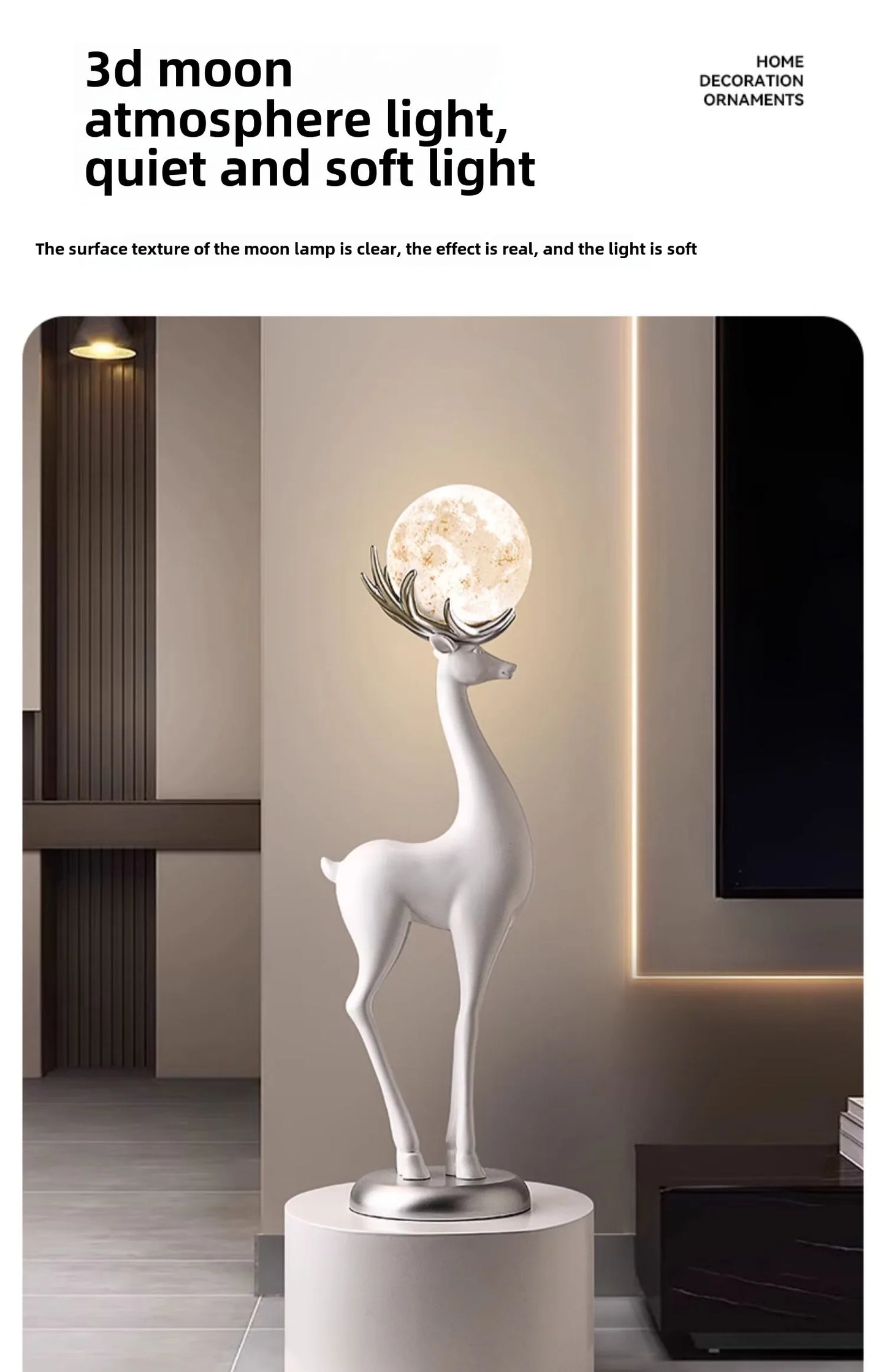 Home Decor Luminous Deer Statues Floor Decoration Living Room Animal Sculpture Ornaments Housewarming Gift Children's Room Decor