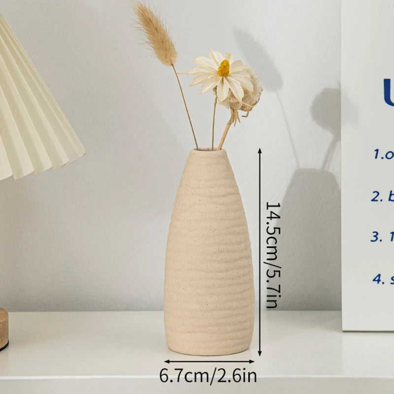 INS Ceramic Vase White Flower Pot Nordic Decorative Vase Dry Flower Vases for Home Living Room Desktop Decor ваза для цветов