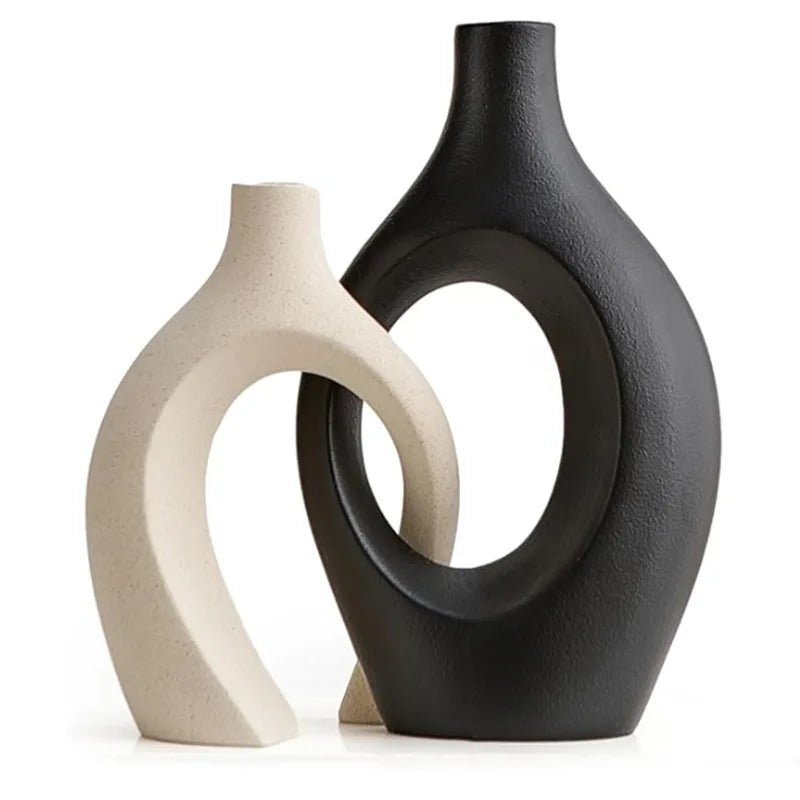 Hollow Cuddled Ceramic Vase, 2 for Modern Home Decoration
