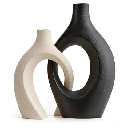 Hollow Cuddled Ceramic Vase, 2 for Modern Home Decoration