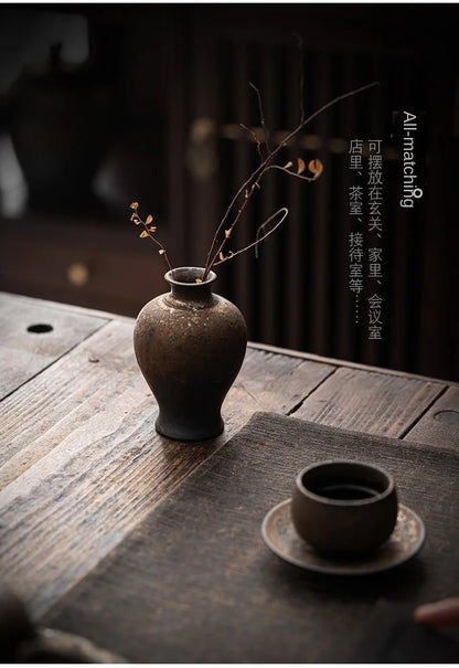 Creative Ceramic Dry Flower Vase, Flower Arrangement, Living Room, Coarse Pottery, Table Decoration, Vases for Flowers