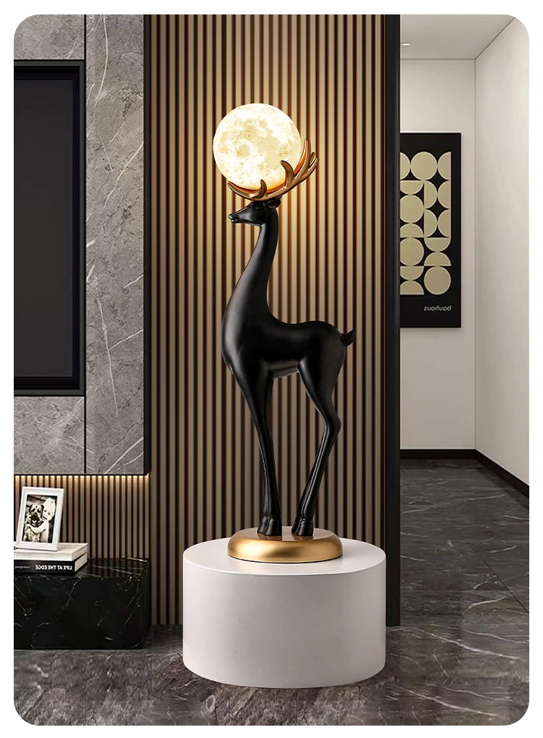 Home Decor Luminous Deer Statues Floor Decoration Living Room Animal Sculpture Ornaments Housewarming Gift Children's Room Decor