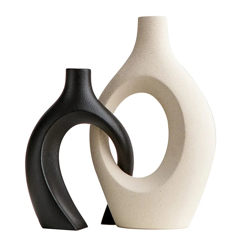 Hollow Cuddled Ceramic Vase, 2 for Modern Home Decoration