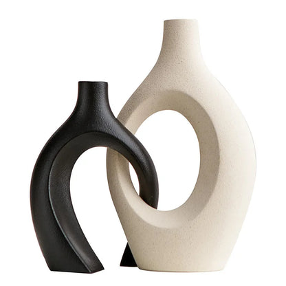 Hollow Cuddled Ceramic Vase, 2 for Modern Home Decoration