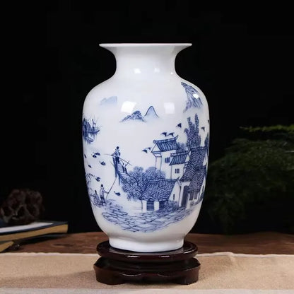 Jingdezhen Chinese Ceramic Vase Accessories Home Room Decoration Items Palace Ancient Countertop Flowerpot Porcelain Ornaments