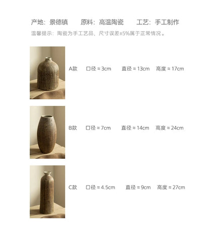 Chinese Vase Round Ceramic Pottery Flower pot Home Living Room Decoration Accessories Indoor Office Desktop Decoration Gift