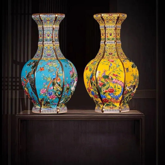 Qing Qianlong Enamel Color Ceramic Vase Decoration Items Home Bedroom Table Accessories Office Study Furnishing Ornaments Crafts