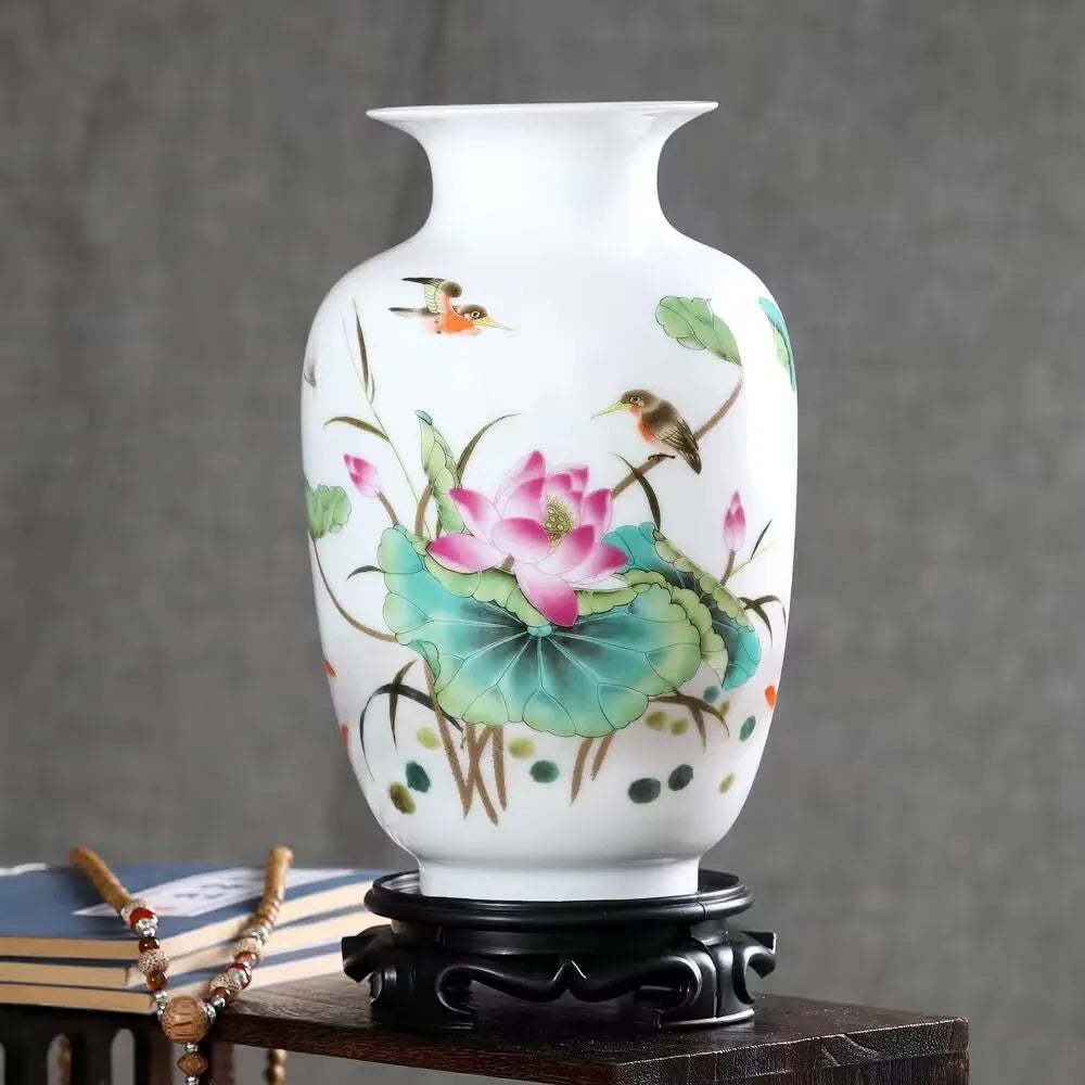 Jingdezhen Chinese Ceramic Vase Accessories Home Room Decoration Items Palace Ancient Countertop Flowerpot Porcelain Ornaments