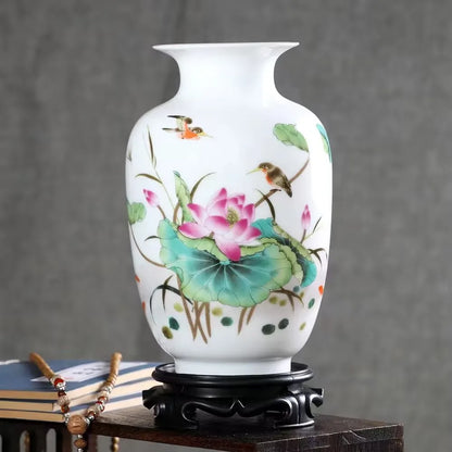 Jingdezhen Chinese Ceramic Vase Accessories Home Room Decoration Items Palace Ancient Countertop Flowerpot Porcelain Ornaments