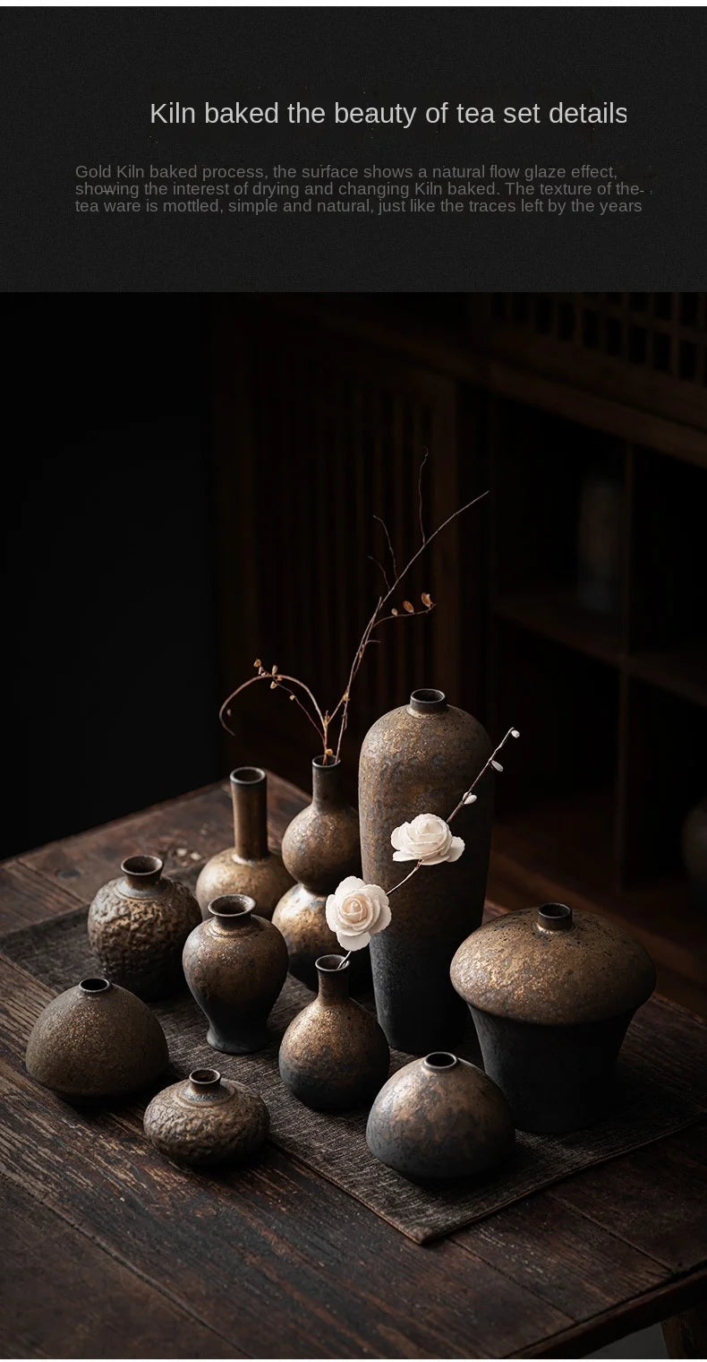 Creative Ceramic Dry Flower Vase, Flower Arrangement, Living Room, Coarse Pottery, Table Decoration, Vases for Flowers