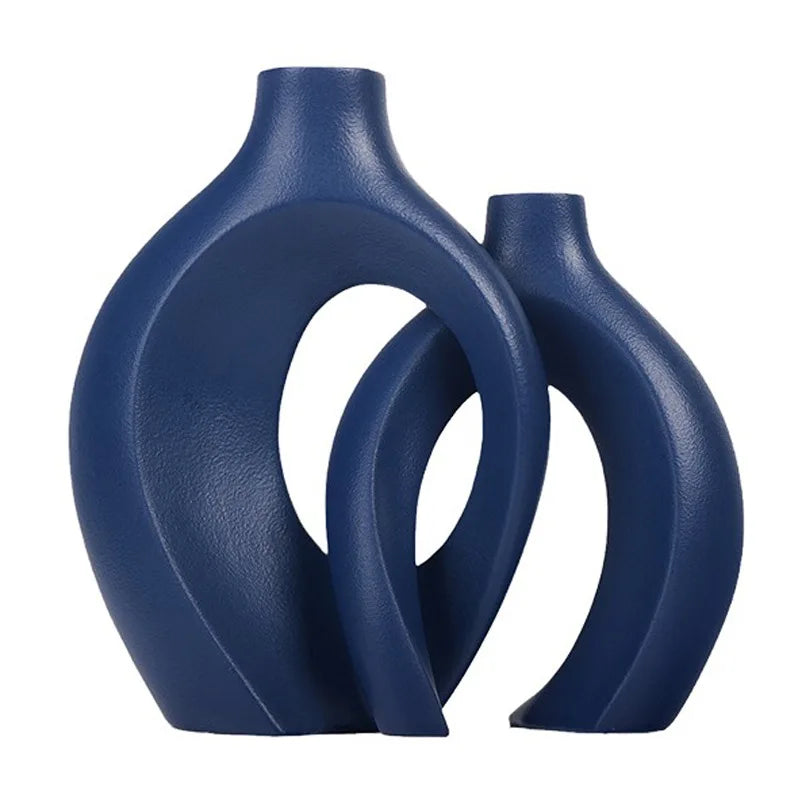 Hollow Cuddled Ceramic Vase, 2 for Modern Home Decoration