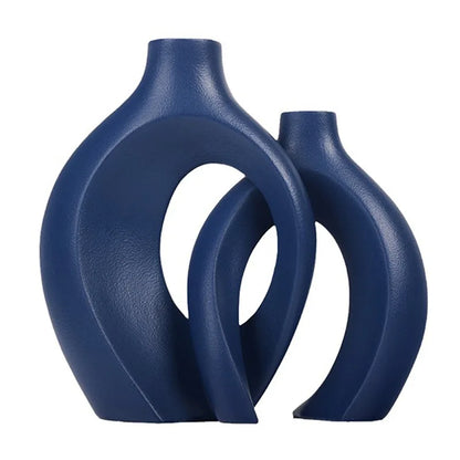 Hollow Cuddled Ceramic Vase, 2 for Modern Home Decoration