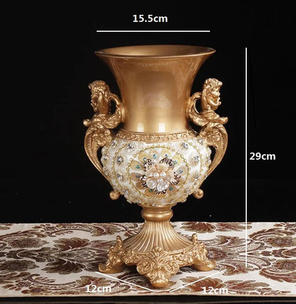 30CM European Resin Vase Stereoscopic Dried Fowers Arrangement Wobble Plate Living Room Entrance Ornaments Home Decorations