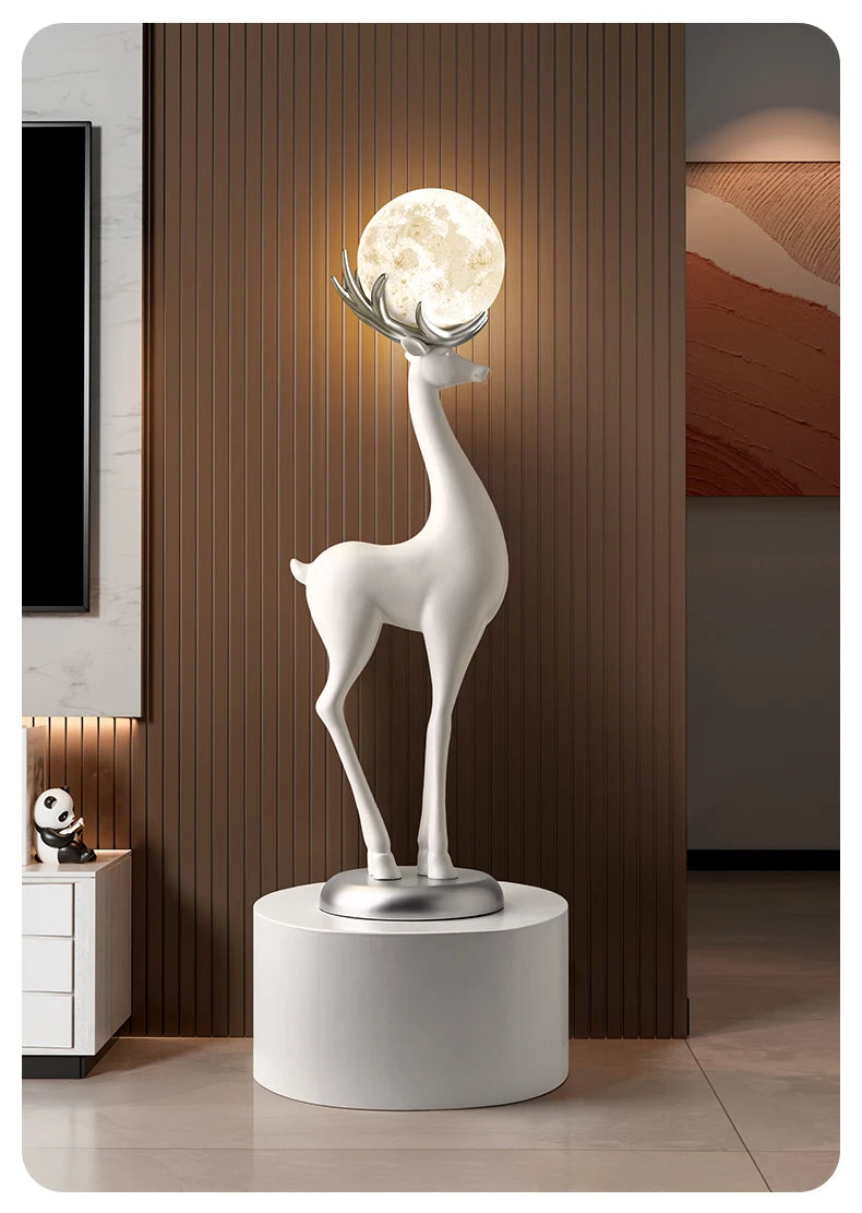 Home Decor Luminous Deer Statues Floor Decoration Living Room Animal Sculpture Ornaments Housewarming Gift Children's Room Decor