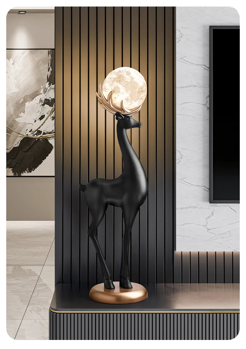 Home Decor Luminous Deer Statues Floor Decoration Living Room Animal Sculpture Ornaments Housewarming Gift Children's Room Decor