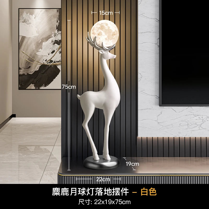 Home Decor Luminous Deer Statues Floor Decoration Living Room Animal Sculpture Ornaments Housewarming Gift Children's Room Decor