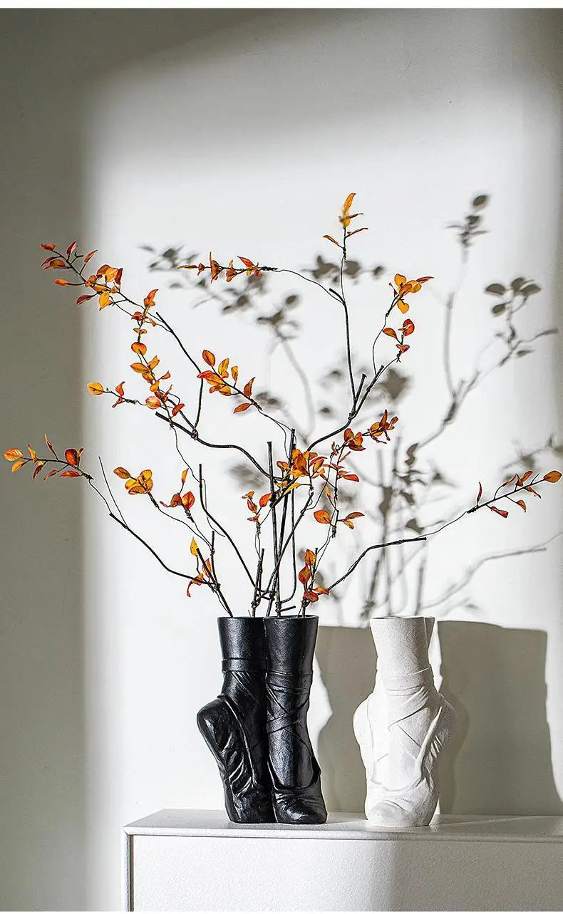 Ceramic Nordic Art Vase, Ballet Shoes Dancer Sculpture, Flower Vase, Room Flower Arrangement Crafts, Home Decoration Accessories