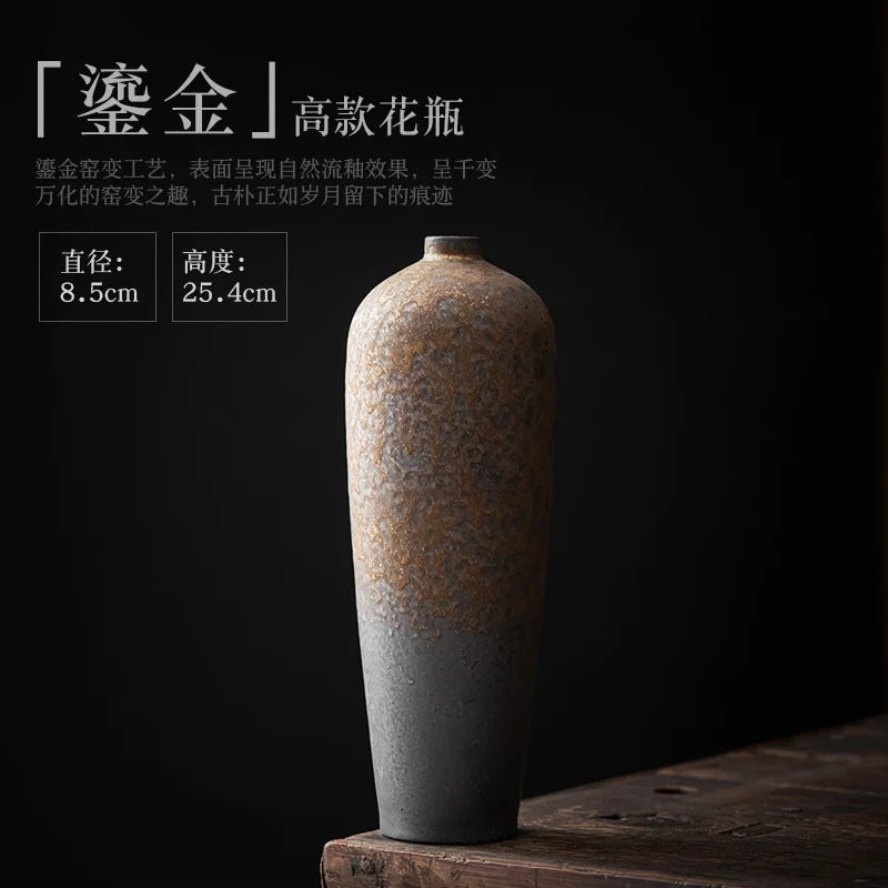 Creative Ceramic Dry Flower Vase, Flower Arrangement, Living Room, Coarse Pottery, Table Decoration, Vases for Flowers