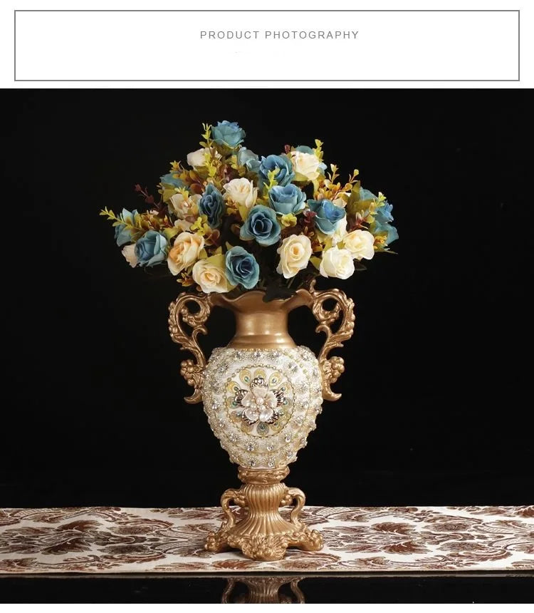 30CM European Resin Vase Stereoscopic Dried Fowers Arrangement Wobble Plate Living Room Entrance Ornaments Home Decorations