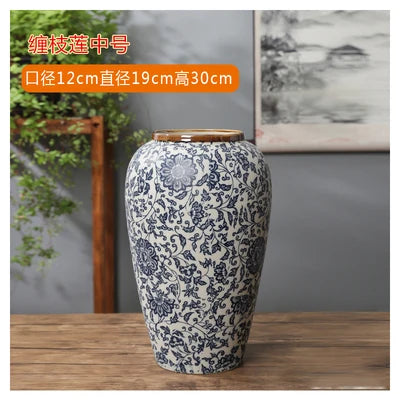 Jingdezhen-ceramic vase for home decoration, blue and white porcelain decoration