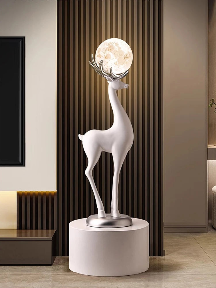 Home Decor Luminous Deer Statues Floor Decoration Living Room Animal Sculpture Ornaments Housewarming Gift Children's Room Decor