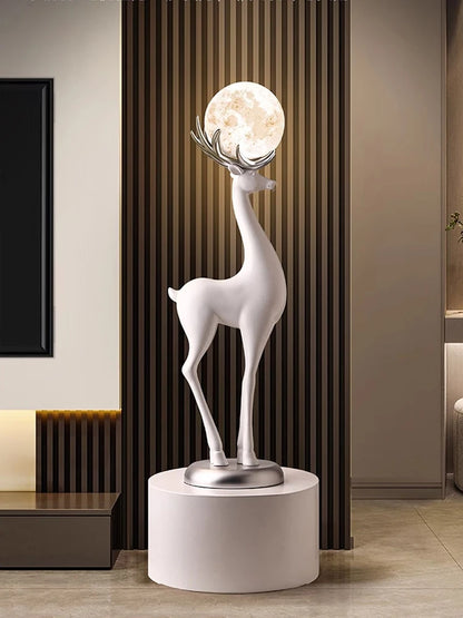Home Decor Luminous Deer Statues Floor Decoration Living Room Animal Sculpture Ornaments Housewarming Gift Children's Room Decor