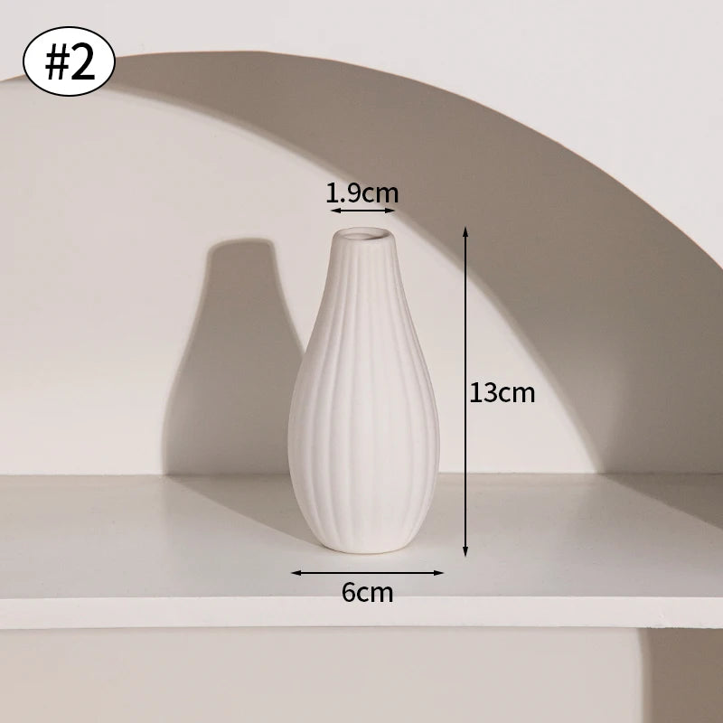INS Ceramic Vase White Flower Pot Nordic Decorative Vase Dry Flower Vases for Home Living Room Desktop Decor ваза для цветов