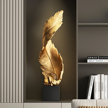 Home Decor,Feather Art,Entrance Decoration,Resin Sculpture Living Room,TV Cabinet,Office,Statue Floor Decorations Gift