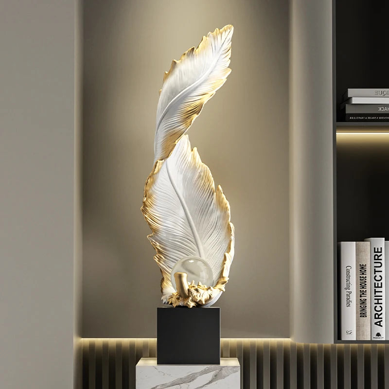 Home Decor,Feather Art,Entrance Decoration,Resin Sculpture Living Room,TV Cabinet,Office,Statue Floor Decorations Gift