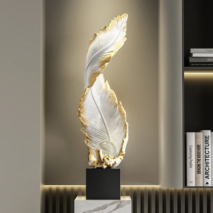 Home Decor,Feather Art,Entrance Decoration,Resin Sculpture Living Room,TV Cabinet,Office,Statue Floor Decorations Gift