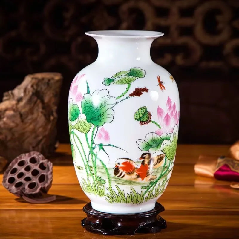 Jingdezhen Chinese Ceramic Vase Accessories Home Room Decoration Items Palace Ancient Countertop Flowerpot Porcelain Ornaments