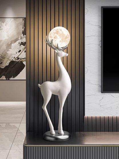 Home Decor Luminous Deer Statues Floor Decoration Living Room Animal Sculpture Ornaments Housewarming Gift Children's Room Decor