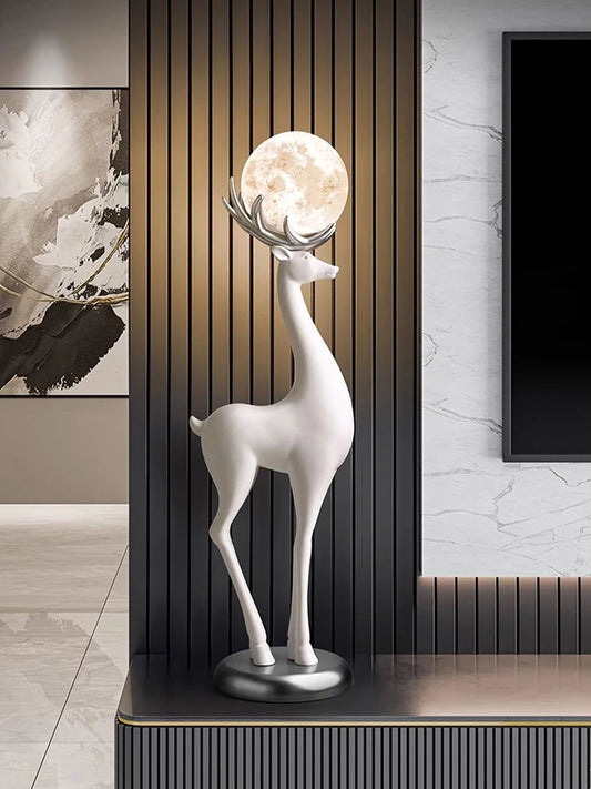 Home Decor Luminous Deer Statues Floor Decoration Living Room Animal Sculpture Ornaments Housewarming Gift Children's Room Decor